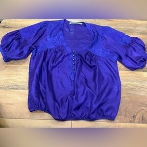 Anthropologie Twelfth Street by Cynthia Vincent 100% silk purple top Retail $165